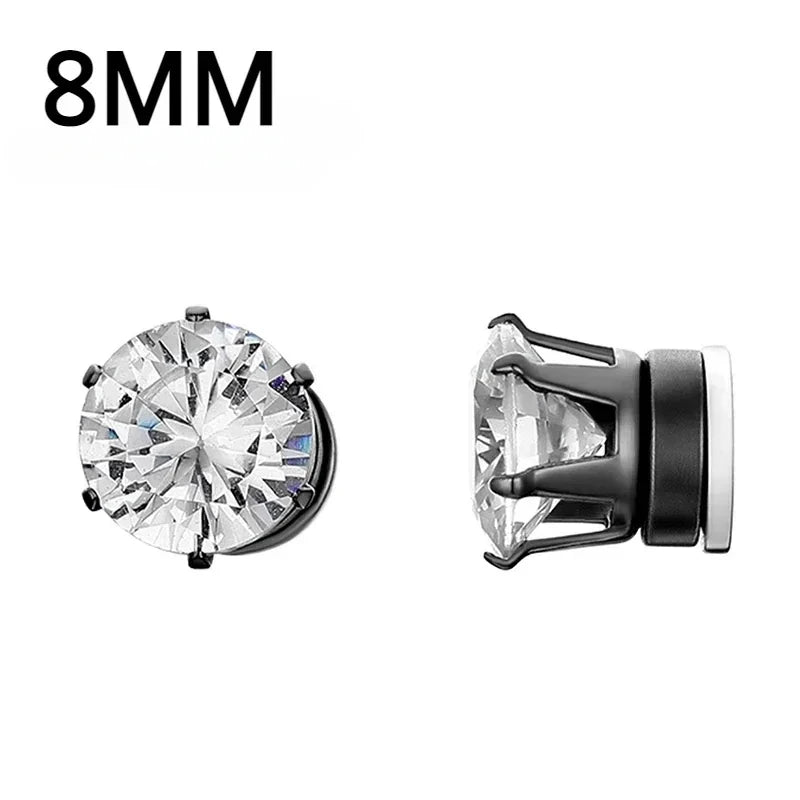 Pair of stud earrings with large gemstones on a white background, labeled '8MM'.